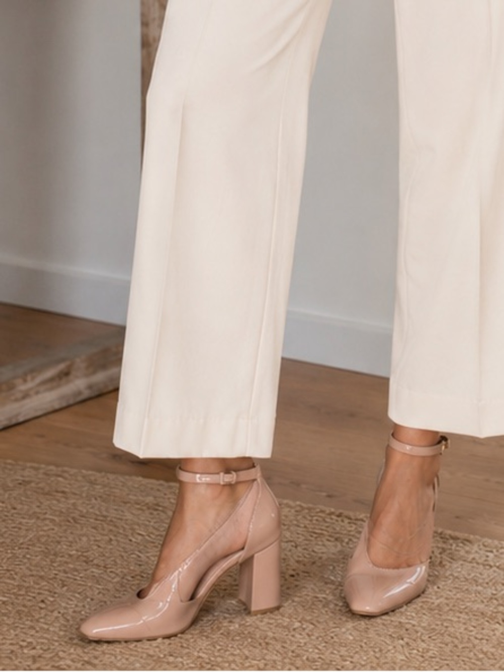 NEW! ANN TAYLOR Deep Blush Patent Ankle Strap Block Heel Shoe Pump 9 Balletcore